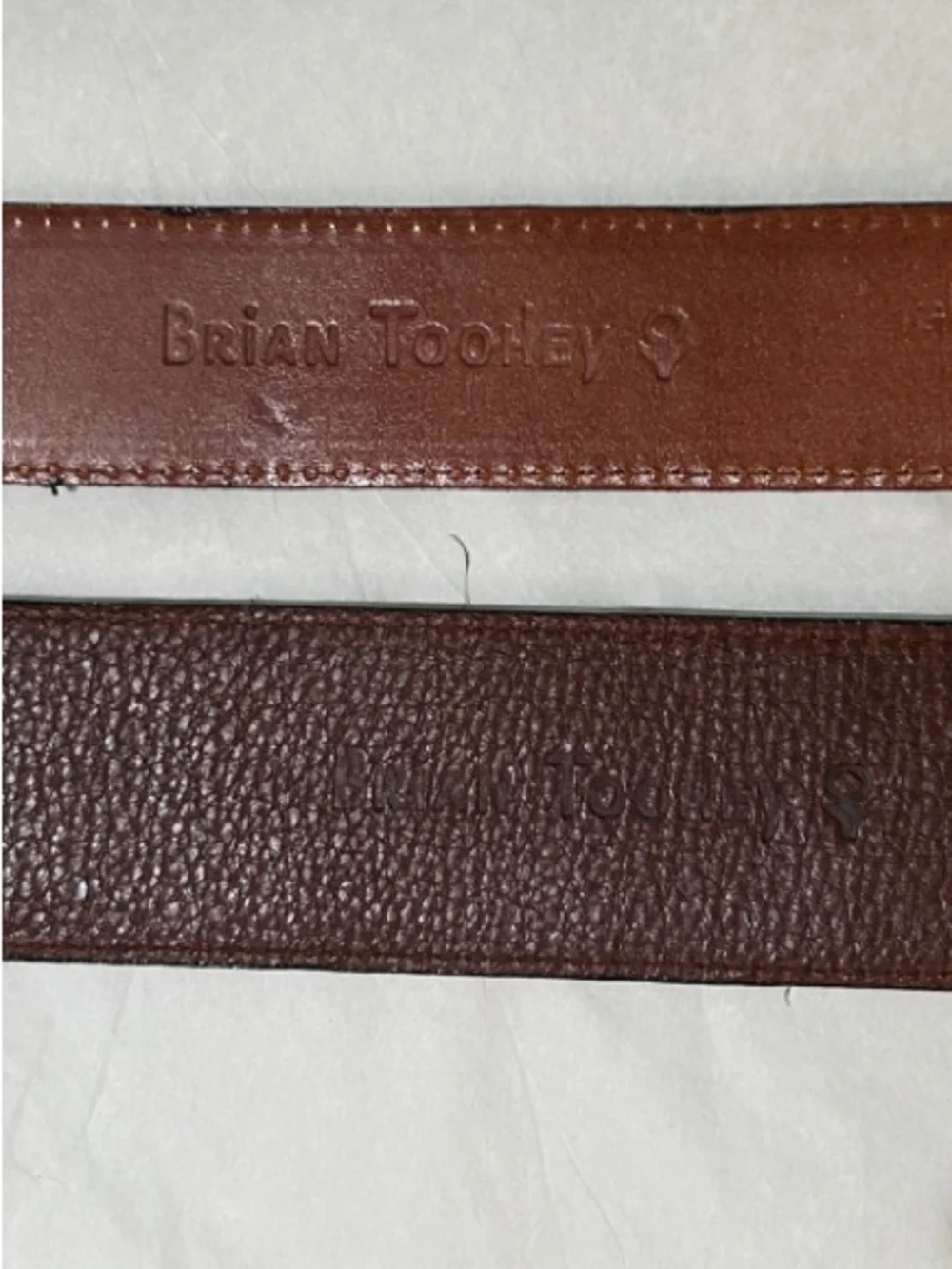 Set of 2 Brian Toohey Vintage Brown Leather Belts Polished Silver Buckles 🐊 🦎🪎